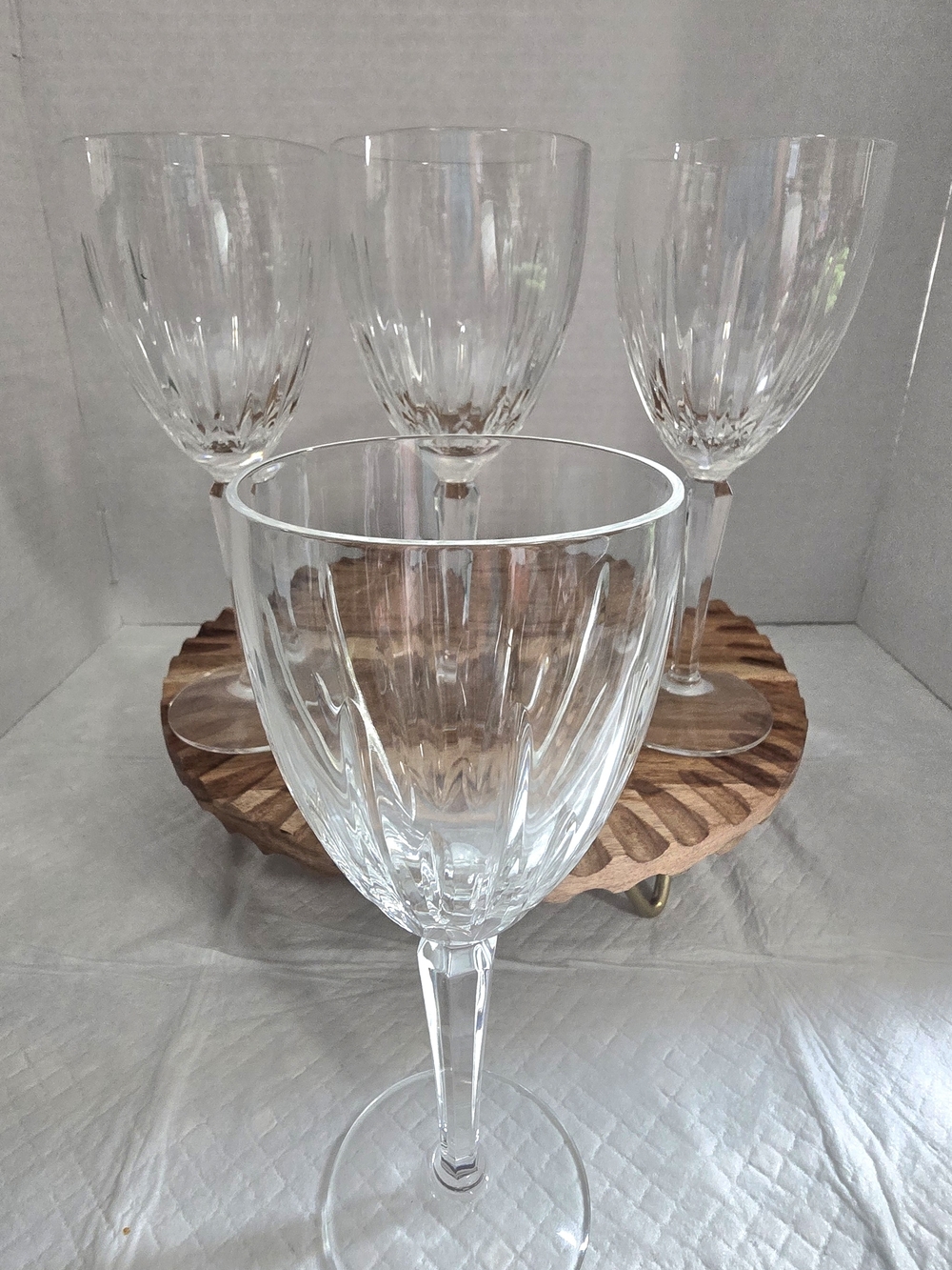 Set Of 4 Lenox Clarity Cut Clear No Trim Crystal Water Goblets 7 3/4" EUC